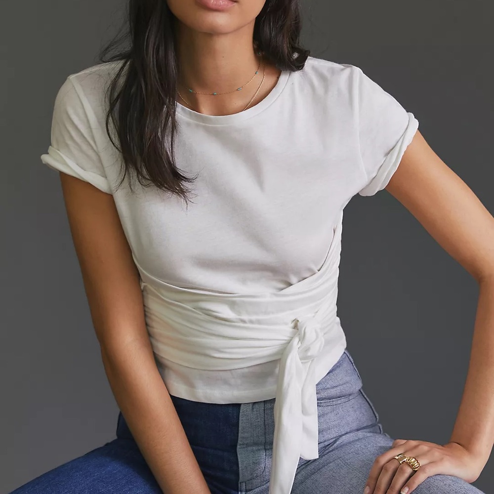 ANTHROPOLOGIE Pilcro tie-front top small - wear to work